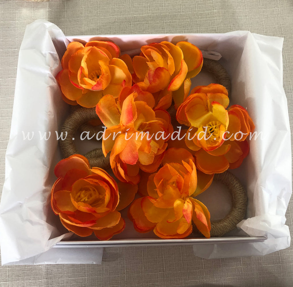 Floral Napkin Rings - Orange