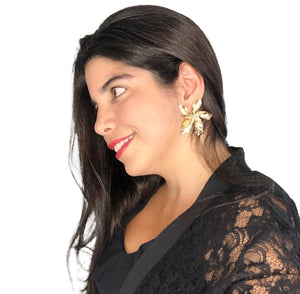 Fancy Flower Earrings - Gold Colour