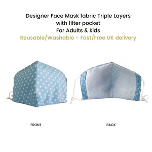 Light Blue Face Mask 3 layers fabric