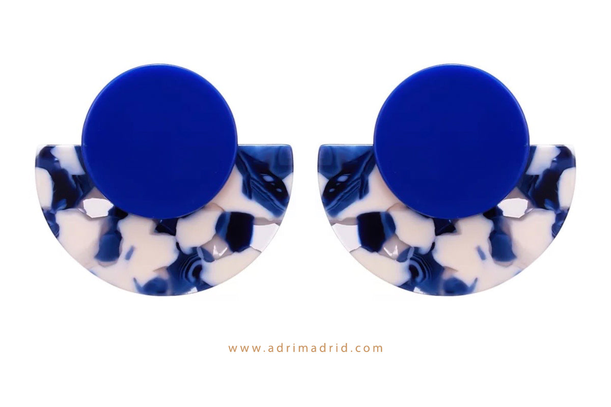 Half Moon Earrings - Blue
