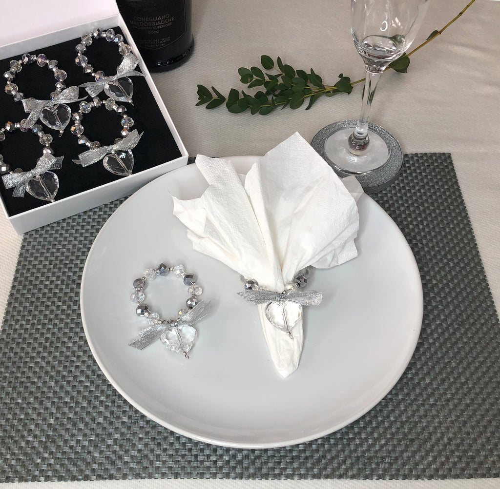 Heart Napkin Rings - Silver