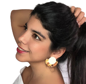 Half Moon Earrings - Camel