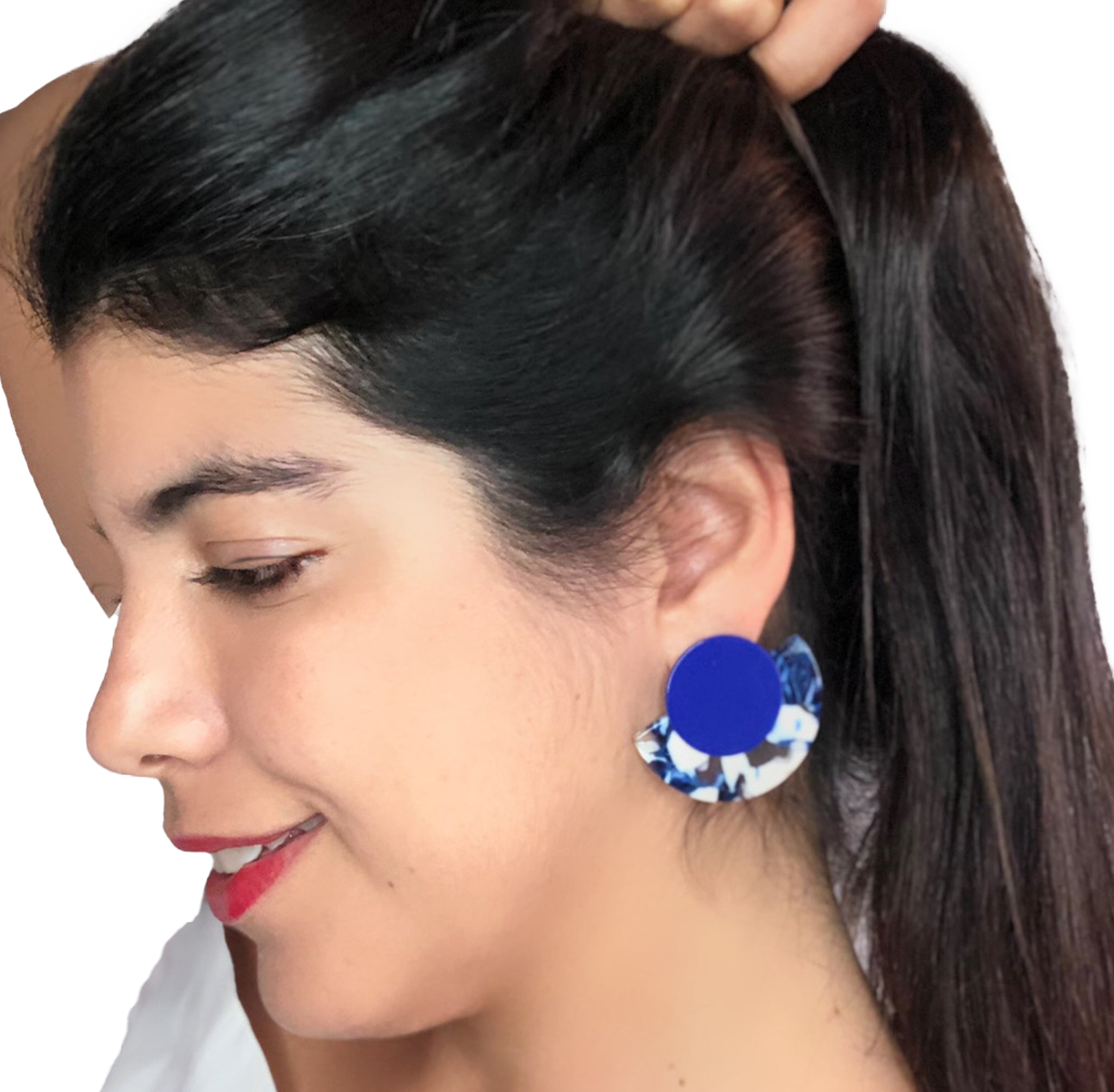 Half Moon Earrings - Blue