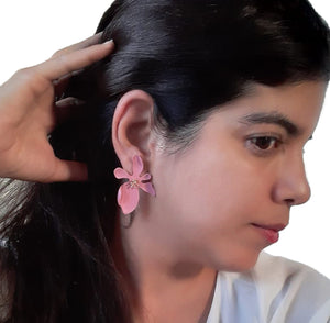 Pink Flower Earrings