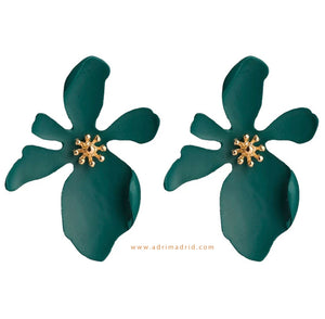 Green Flower Earrings