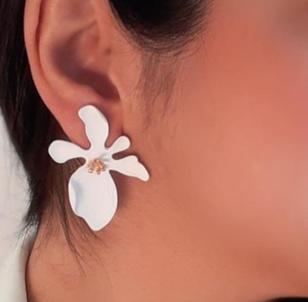 White Flower Earrings