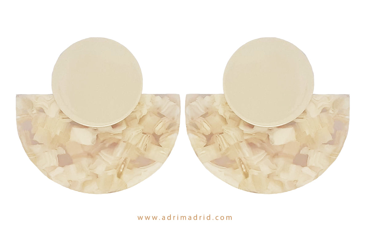 Half Moon Earrings - Beige