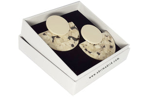Half Moon Earrings - Beige