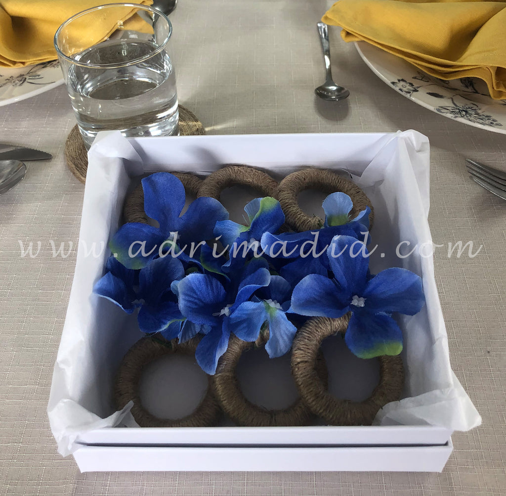 Floral Napkin Rings - Blue