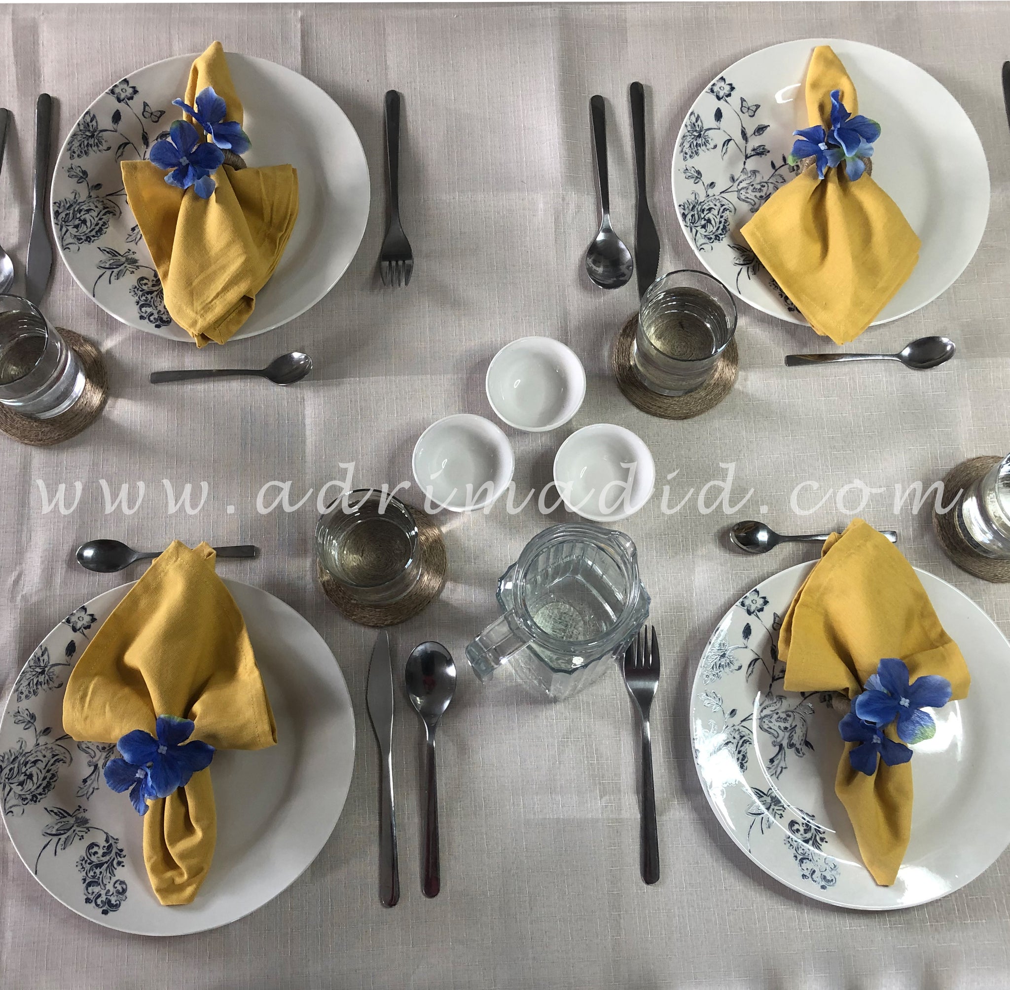 Floral Napkin Rings - Blue