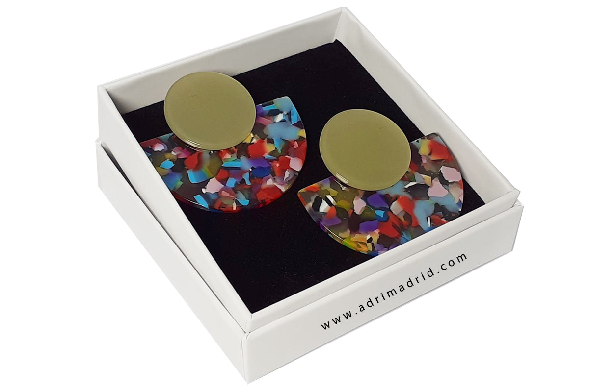 Half Moon Earrings - Multi Colour