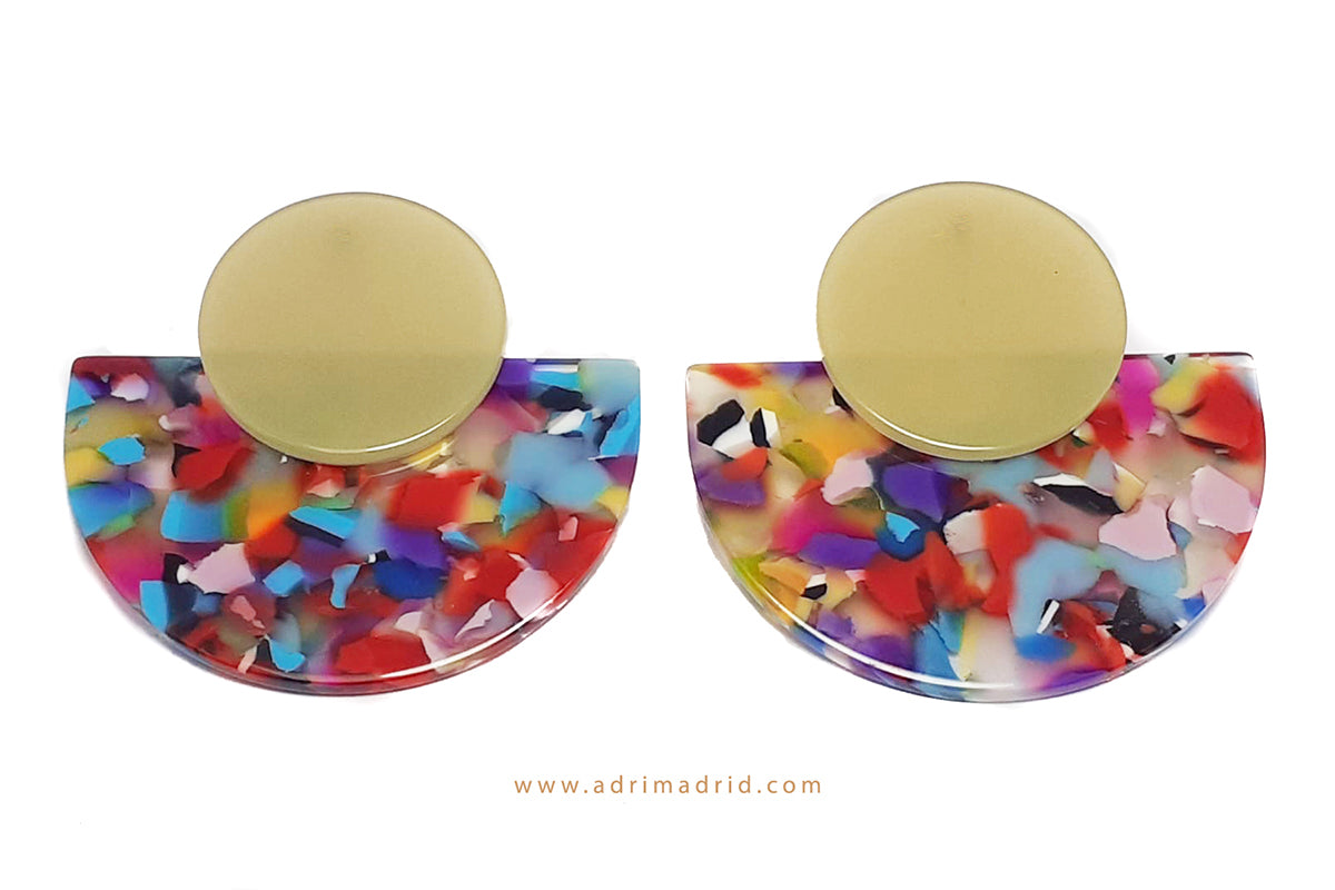 Half Moon Earrings - Multi Colour