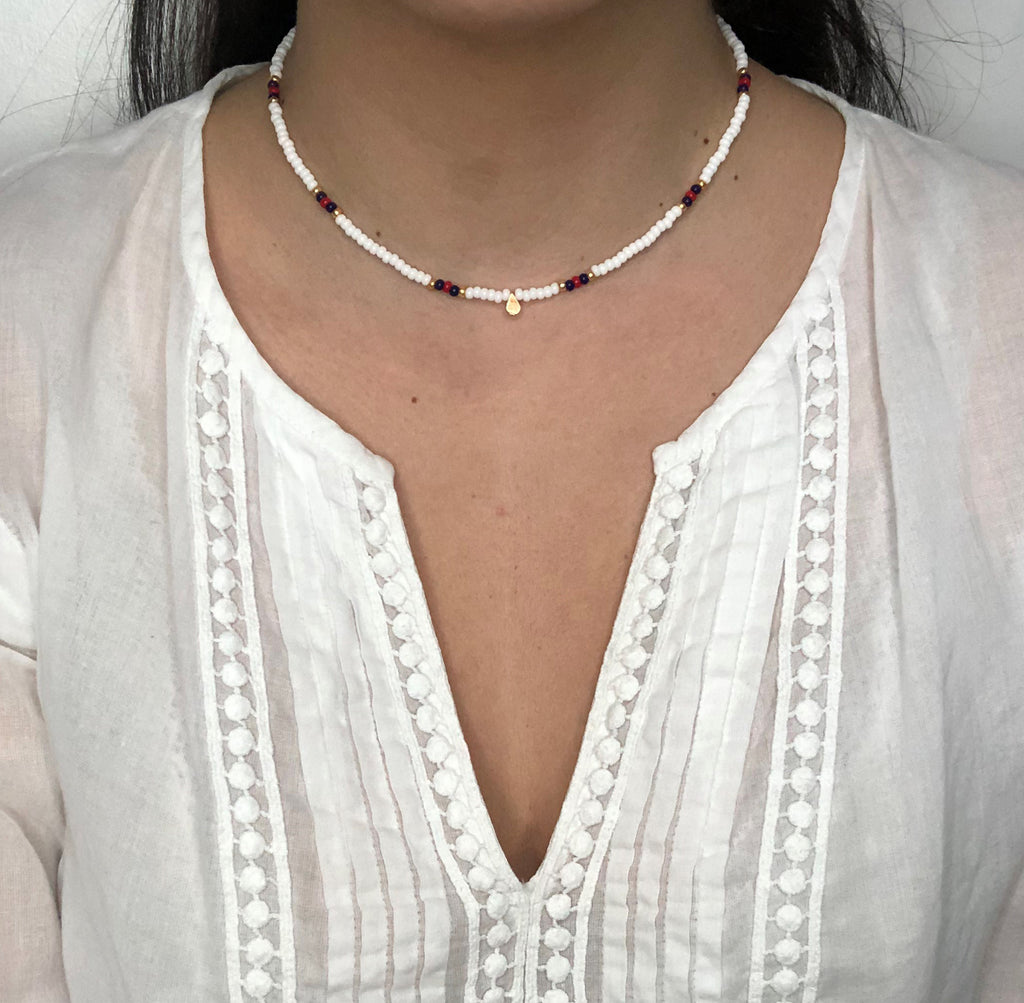 Summer Surfer Choker Set - White/Red